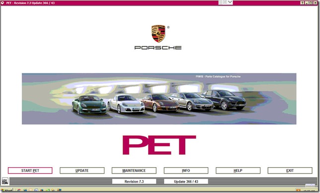 Porsche PET Start Page