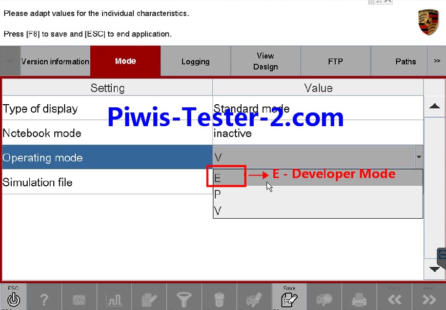 Piwis Tester 2 Developer mode switch guide-3